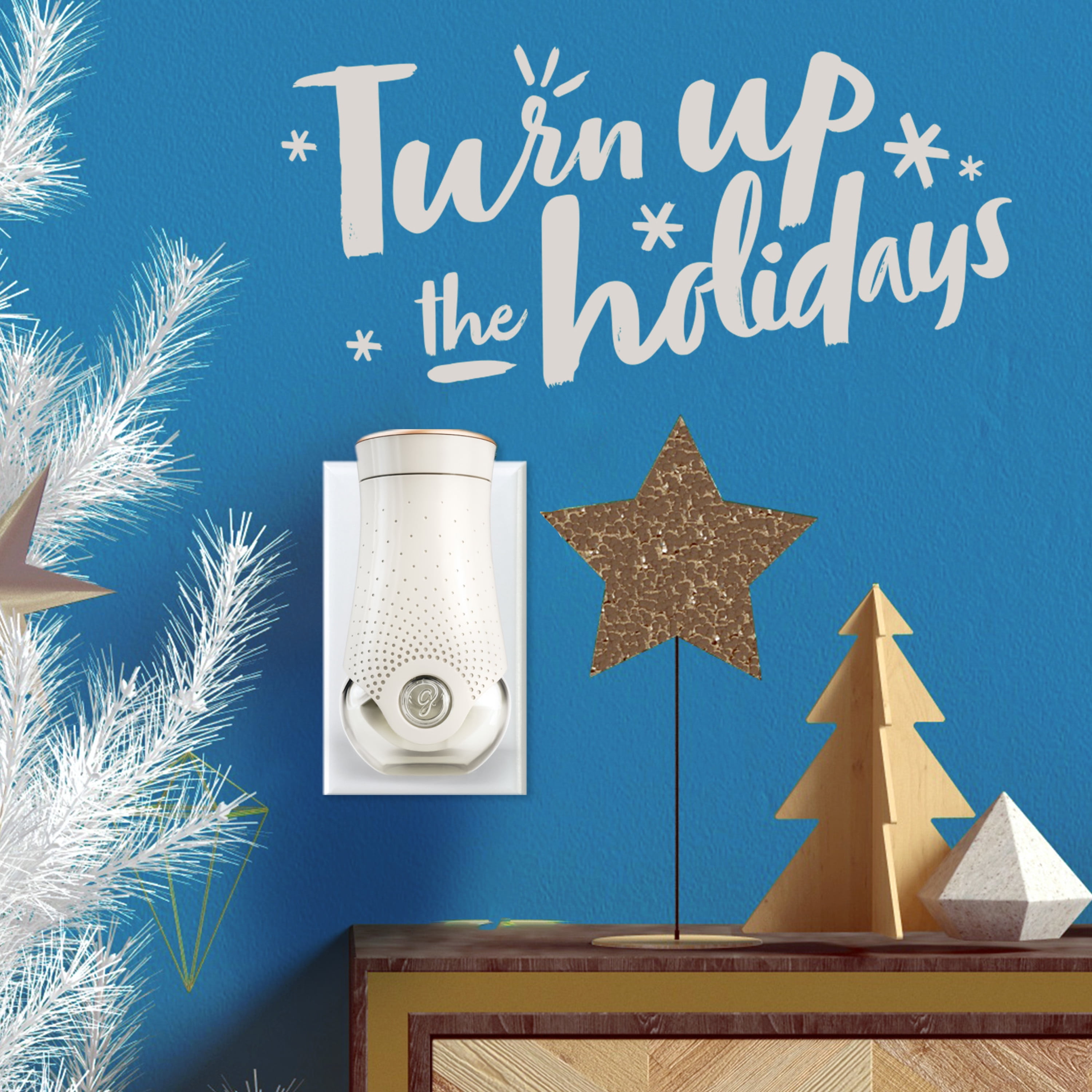 Glade PlugIns Air Freshener Kit, 1 Warmer + 2 Refills, Starlight & Snowflakes, Fragrance Infused with Essential Oils, 0.67 oz
