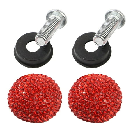 

BESTONZON Vehicle License Plate Nuts and Bolts Rhinestone Car Screw Special Fasteners Anti-theft Screws (Red)