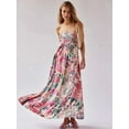 thumbnail image 5 of Women'S Floral Maxi Dress Sleeveless Backless A-Line Long Flowing Dress Hollow Back Spaghetti Strap Sundress Pink S, 5 of 8