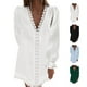 thumbnail image 4 of Vestido casual de verano,Vestido con cuello en V Vestido largo de color puro Vestido con cuello en V para mujer Calidad inigualable, 4 of 6