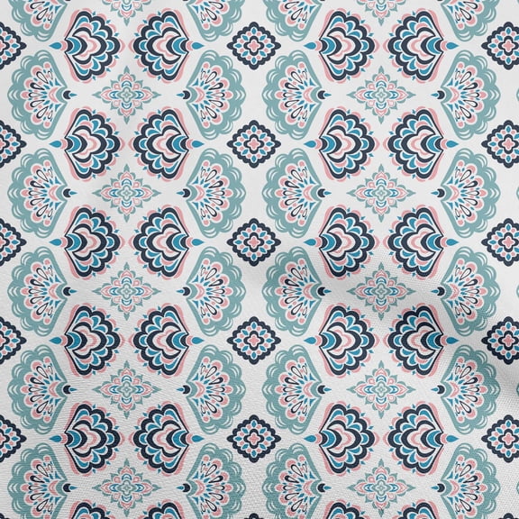 oneOone Cotton Cambric Turquoise Blue Fabric Asian Block Sewing Craft Projects Fabric Prints By Yard 56 Inch Wide
