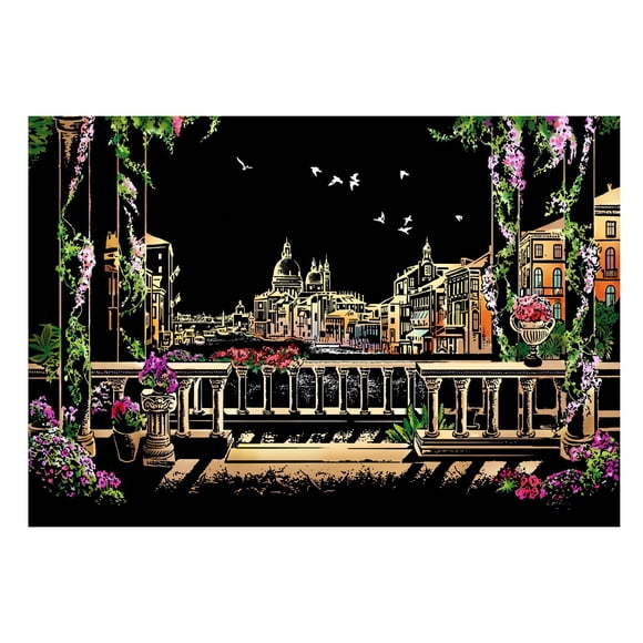 Scratchboard Serie Urbana Ciudad Escena Nocturna Pintura Papel Sketch Pad Niños Adultos Pintura Regalo Scienceny FN003275-06