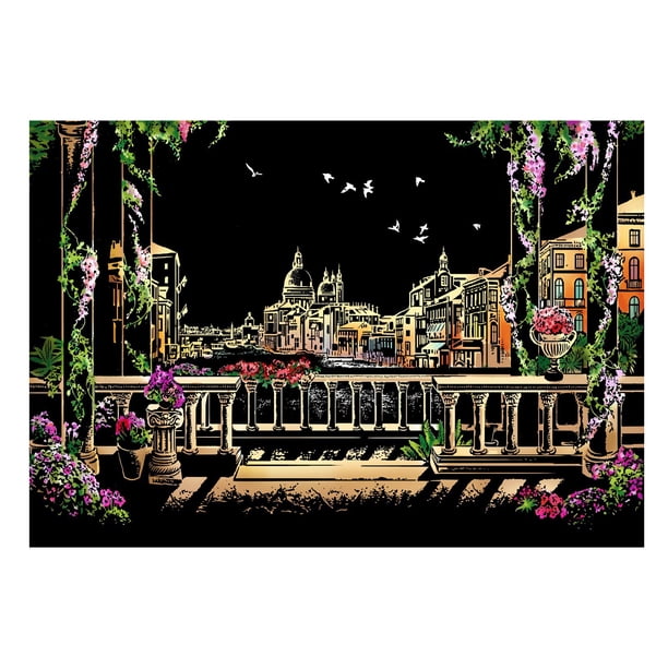 Scratchboard Serie Urbana Ciudad Escena Nocturna Pintura Papel Sketch Pad Niños Adultos Pintura Regalo Sweethay FN003275-06