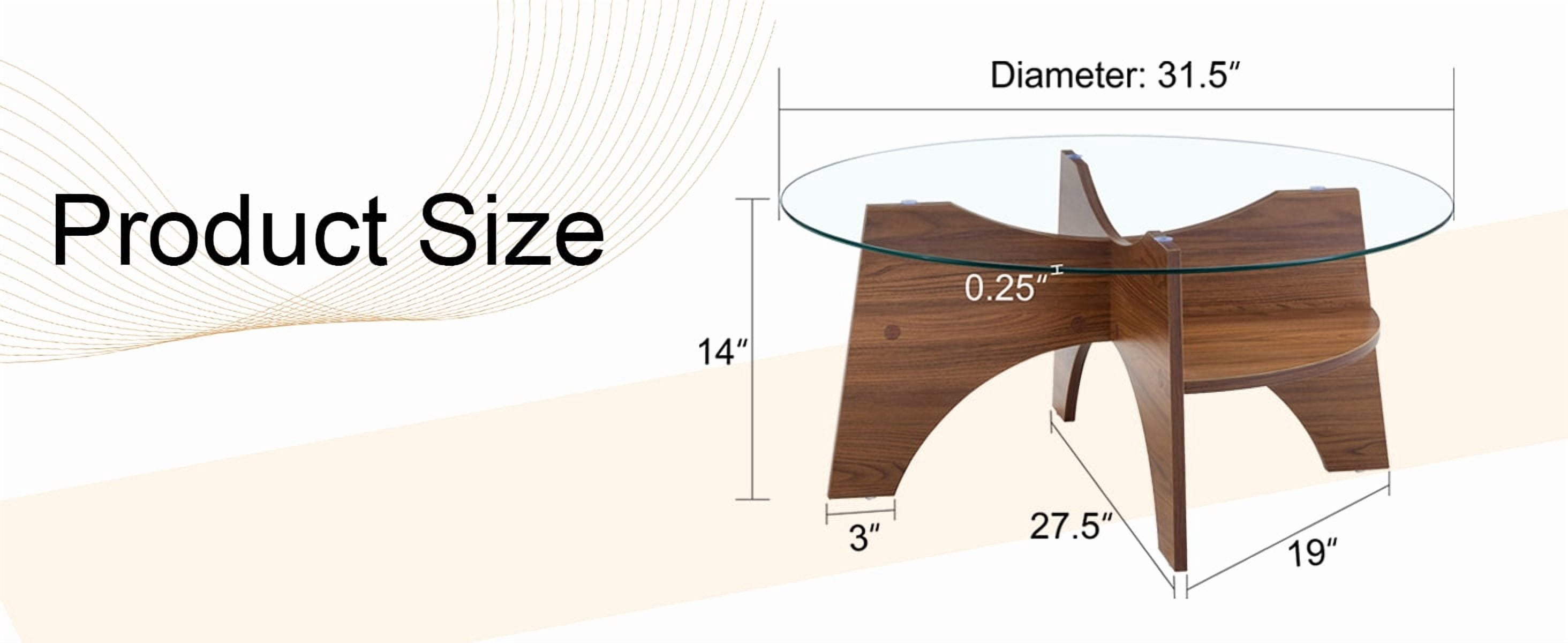 Round Tempered Glass Coffee Table, 31.5" Diameter