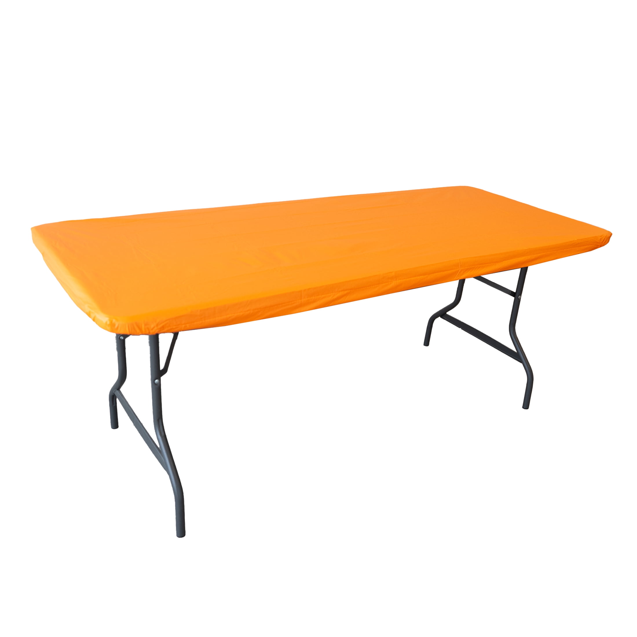 Waverly Inspirations Vinyl Tablecover With Flannel Backing, 6Ft Table, 72" x 30", Orange, 1 PK