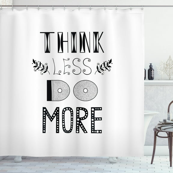 Ambesonne Wording Shower Curtain, Different Fonts Leafs, 69"Wx75"L, Black White