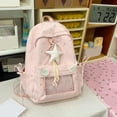 thumbnail image 3 of Star Print Backpack, Lightweight Breathable Transparent Front Pocket Backpack, Heavy Duty Laptop Backpack for Outdoor Work, White, 3 of 10