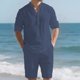 thumbnail image 2 of Tops de Manga Larga Casual Cuello Redondo de Color Sólido con Cintura Elástica Y Cordón Bolsillos de Dos Piezas, Incluye Blusa Y Pantalones para Uso Diario Al Aire Libre, 2 of 7