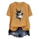 thumbnail image 4 of Tops de Cuello Alto para las Mujeres Amante Impreso Camiseta Cuello Redondo Manga Corta, Poliéster Spandex, 4 of 7
