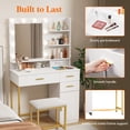 thumbnail image 5 of Lifewit White-Gold Vanity Set with LED Lights, Luxury Makeup Desk with Charging for Women, Teenagers, 5 of 10