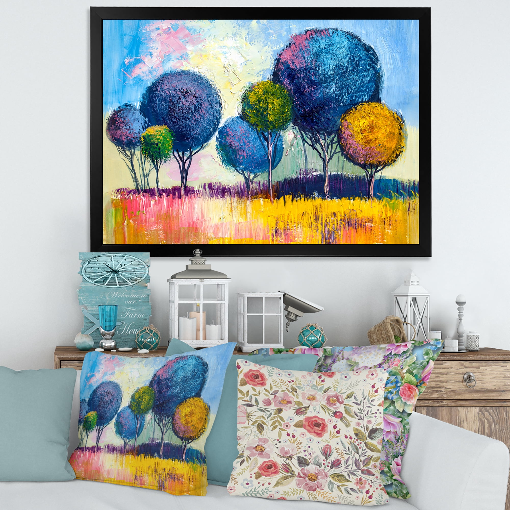 Designart 'Autumn Colorful Fantasy Trees III' Modern Framed Art Print
