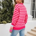 thumbnail image 4 of Womens Fall Fashion 2022! QLEICOM Sweaters for Women, Women Fashion Autumn And Winter Knit Stripe Print Crewneck Pullover Sweater On Clearance, 4 of 9