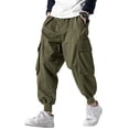 thumbnail image 2 of Men Solid Color Hippie Style Loose Baggy Jogger Pants, 2 of 5