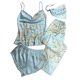 thumbnail image 1 of Gibobby Pijamas mujer invierno Conjunto de cuatro piezas de servicio a domicilio con tirantes de seda, pantalones cortos con tirantes estampados para mujer(Verde de menta,M), 1 of 3