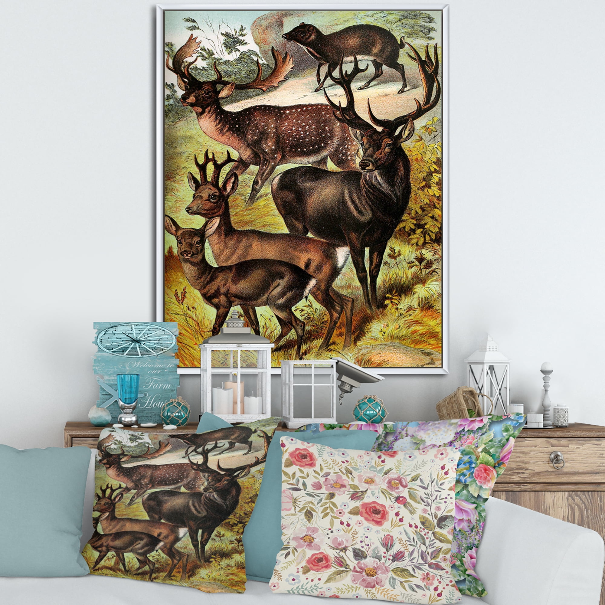 Old-world Mammals I 12 in x 20 in Framed Painting Canvas Art Print, by Designart