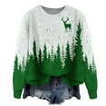 thumbnail image 1 of HOWPAY Chandails de Noël pour Femmes Style Noël Imprimé Blouse Décontractée Manches Longues Col Rond Chandail de Vacances Coupe Ample Léger Confortable Vêtements Y2K Vert P, 1 of 2