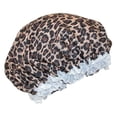 thumbnail image 2 of CTM  Satin Leopard Hair Roller Sleep Cap Cover (Women), 2 of 2