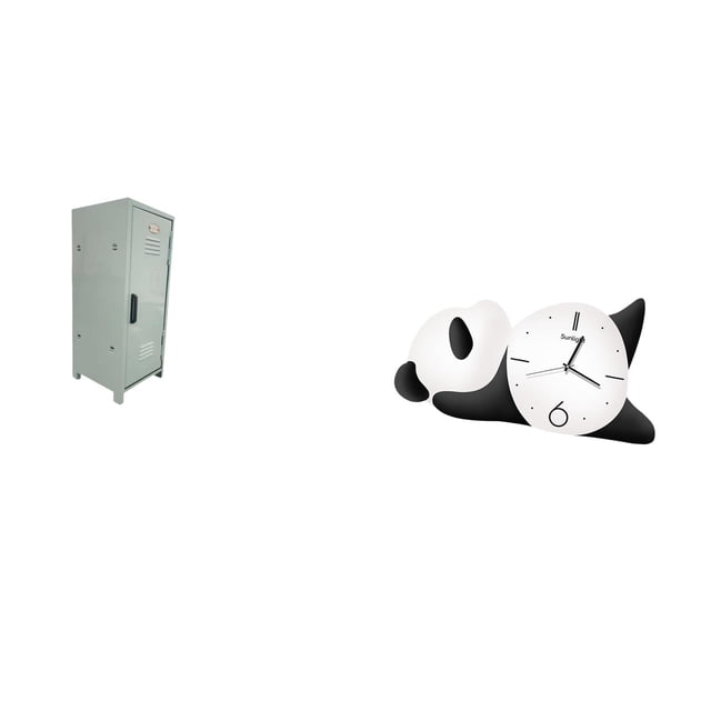 Luzkey Panda Locker Cabinet Modern Cute Storage Organizer for Apartments Home Keys Space Saving Stackable Dustproof Wall Clock Decor