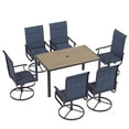thumbnail image 5 of ELPOSUN 7 Piece Outdoor Patio Dining Set Swivel High Back Padded Textilene Chairs and Rectangle Brown Table Furniture Set,Navy, 5 of 7
