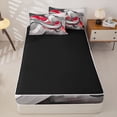 thumbnail image 4 of Homewish 3D Spiral Print Zipper Twin Comforter Sets with Fitted Sheet and 2 Pillowcases,Modern Aesthetic Zipper Bedding Set,Red,Black Reversible,4pcs, 4 of 8