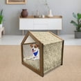 thumbnail image 3 of Floral Pet House, Silhouette Cluster of Plants as Art Designed Curvy Leaf and Stem, Outdoor & Indoor Portable Dog Kennel with Pillow and Cover, 5 Sizes, Beige Umber and Pearl, by Ambesonne, 3 of 5