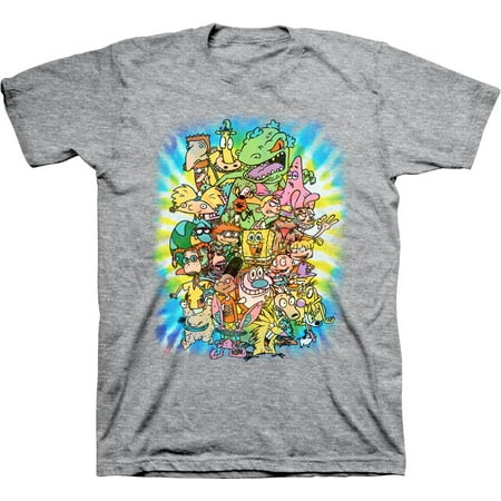 Mens Nickelodeon 90s Throwback Shirt - Retro Nick Group tee - Classic Nick Graphic T-Shirt (Athletic Heather, X-Large)