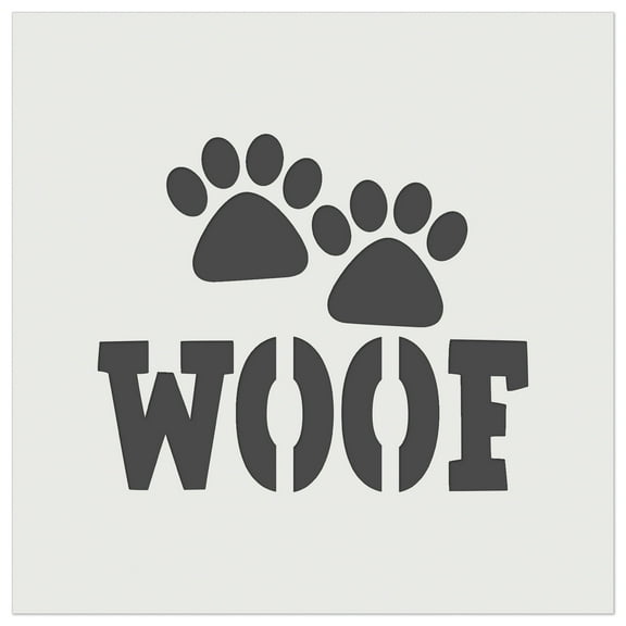 Woof Dog Paw Prints Fun Text DIY Cookie Wall Craft Stencil - 5.5 Inch