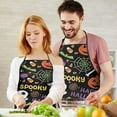 thumbnail image 4 of Halloween Spooky Words and Icons Pattern Apron-Garden Aprons for Women with Pockets-Cotton Linen Waterproof Kitchen Cooking Gardening Aprons Adjustable for Kitchen,Cooking,BBQ and Salon 33"x27", 4 of 7