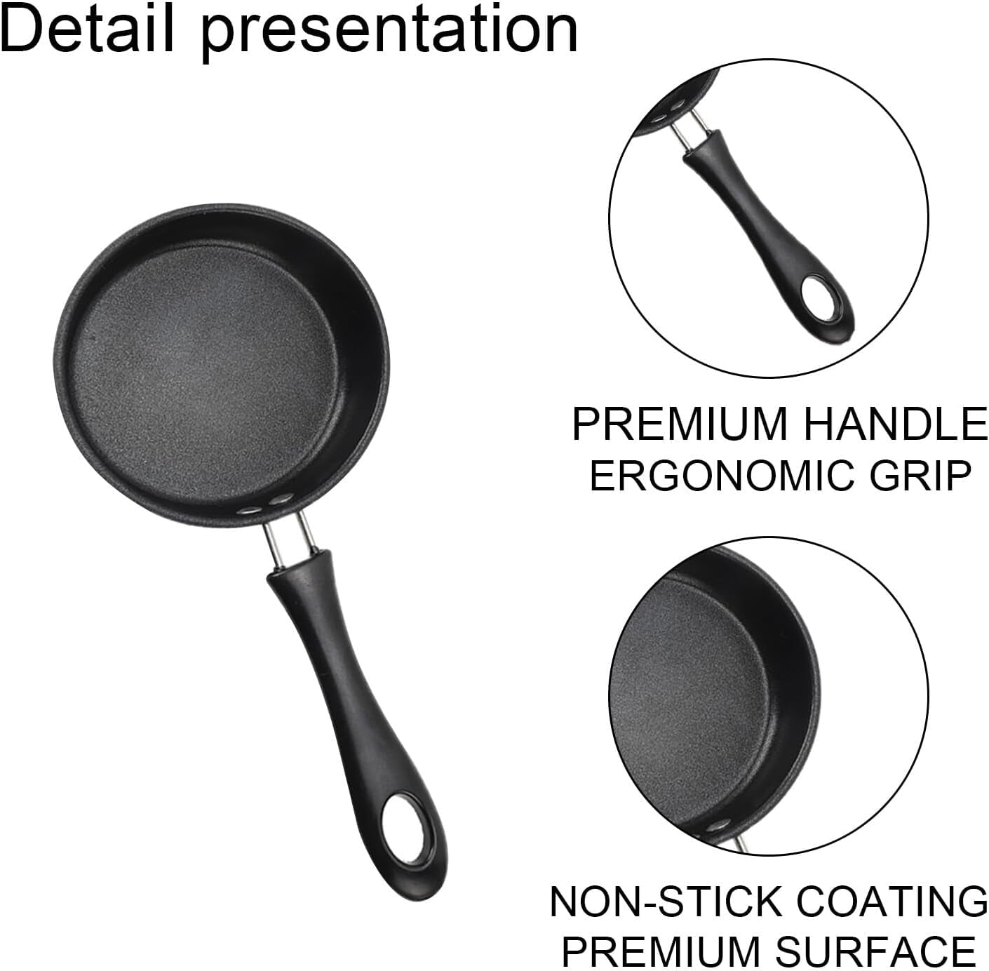 Egg Frying Pan, 4.7-Inch Single Egg Durable Small Pan with Handle, Nonstick Frying Pan With Lid Covered, Heat Resistant Small Egg Skillet Cooking Pot, Portable Round Omelet Pan for Stove