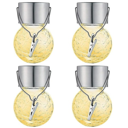 

DTOWER 4 Pack Hanging Solar Lights Cracked Glass Ball Light Outdoor Decorative Solar Lanterns Waterproof Globe Lighting for Garden Yard Patio Fence Tree