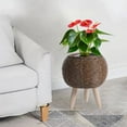 thumbnail image 4 of DefiDgd Small Woven Faux Plant Rattan Flower Basket,Indoor Wooden Round Woven Planter with Tripod Design,for Living Room Bedroom and Balcony(A), 4 of 6