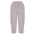 thumbnail image 5 of Shadoumai Women Capris with Pockets Loose Fit Casual Capri Pant Shorts Dressy Lightweight Ladies Baggy Cargo Pants for Hiking, 5 of 8
