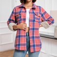 thumbnail image 5 of Womens Flannel Plaid Shacket Jacket Fleece Sherpa Lined Button Down Tartan Trench with Pocket Fashion Coat, 5 of 6