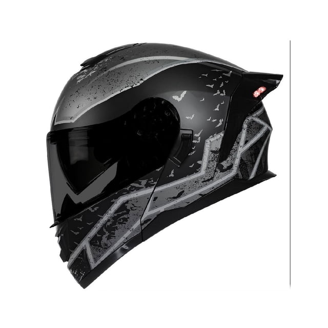 Casco Abatible Kov Batman Gris Dc Comics Con Led Certificado Dot