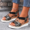 thumbnail image 7 of IEMIEMIEM Women's Platform Wedge Sandals Low Heel Dressy Sandals Open Toe Elastic Ankle Strap Summer Fashion Comfortable Walking Shoes Casual Sandal Black 6.5 Wide, 7 of 7
