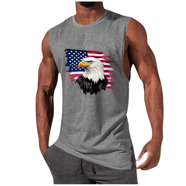 Tanque Deportivo de Cuello Redondo de la Impresión de la Moda Casual de los Hombres, Blusa de Poliéster sin Mangas para el Uso Diario Al Aire Libre