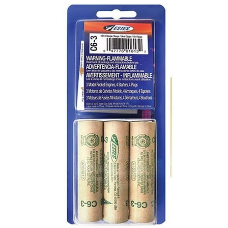Estes C6-3 Model Rocket Engine Pack - Includes 3 Engines with Starters & Plugs (1613) -  Ages 13 