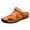 Yellow, variant on DTBPRQ Men's Summer Sandals Casual Closed Toe Leather Handmade Sandals Adjustable Fisherman Beach Sandals For Outdoor Walking Driving