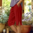 thumbnail image 2 of Miluxas Capri Pants for Women High Waist Wide Leg Eyelet Capris with Pockets Stretchy Loose Fit Casual Lounge Workout Red XXL(XXL), 2 of 6