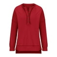 thumbnail image 4 of Titcea Sweatshirt for Women Oversized Solid Color V-Neck Button Long Sleeve Sweatshirts Loose Casual Pullover Sweaters, 4 of 9