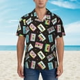 thumbnail image 2 of Honeii Colorful Retro Tape Print Men’s Hawaiian Shirt,Classic Button-Down Short Sleeve Shirt, for Beach, Vacation, and Outdoor Activities,Small, 2 of 7