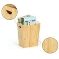 thumbnail image 3 of Bamboo Trash Can with Handle, 2 Gallon Small Rectangular Waste Basket for Bathroom, Office, Kitchen - Natural Rustic Decorative Bin, 3 of 6