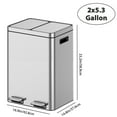 thumbnail image 5 of Kselythan 8 Gallons Rectangular Recycling Trash Can with 2 Compartments, Silver, 30 Liters, 5 of 7