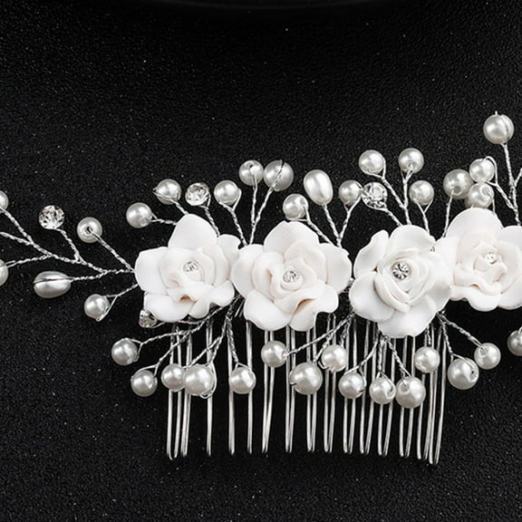 FRCOLOR  White Hair Comb Bridal Styling Headdress Accessories Wedding Child Bride