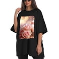 thumbnail image 4 of Plus Size Shirt for Women Black Tops for Women Short Sleeves Shirt for Women Pink Gold1 T Shirt Crewneck Shirt for Women 2XL, 4 of 5