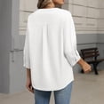 thumbnail image 4 of JoveMarine Women's Solid Color Casual Button Up Blouse Round V-Neck Short Sleeve Top Lightweight Office Work Shirt for Spring Fall Daily Wear White XL, 4 of 6