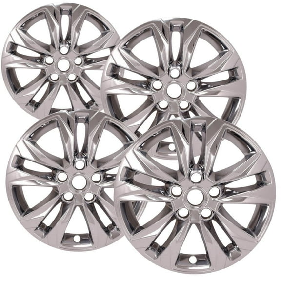 Set of 4 17 inch Chrome ABS Wheel Skins Compatible with 2021 - 2023 Chevrolet Trailblazer LS; 2021 - 2023 Chevrolet Trailblazer LT Impostors for 60004441 Wheel Series