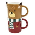 thumbnail image 2 of Holiday Time 2 pack Stoneware Christmas Jolly Reindeer Stacked Mug, 22.4 oz, Festive Drinkware, 2 of 6