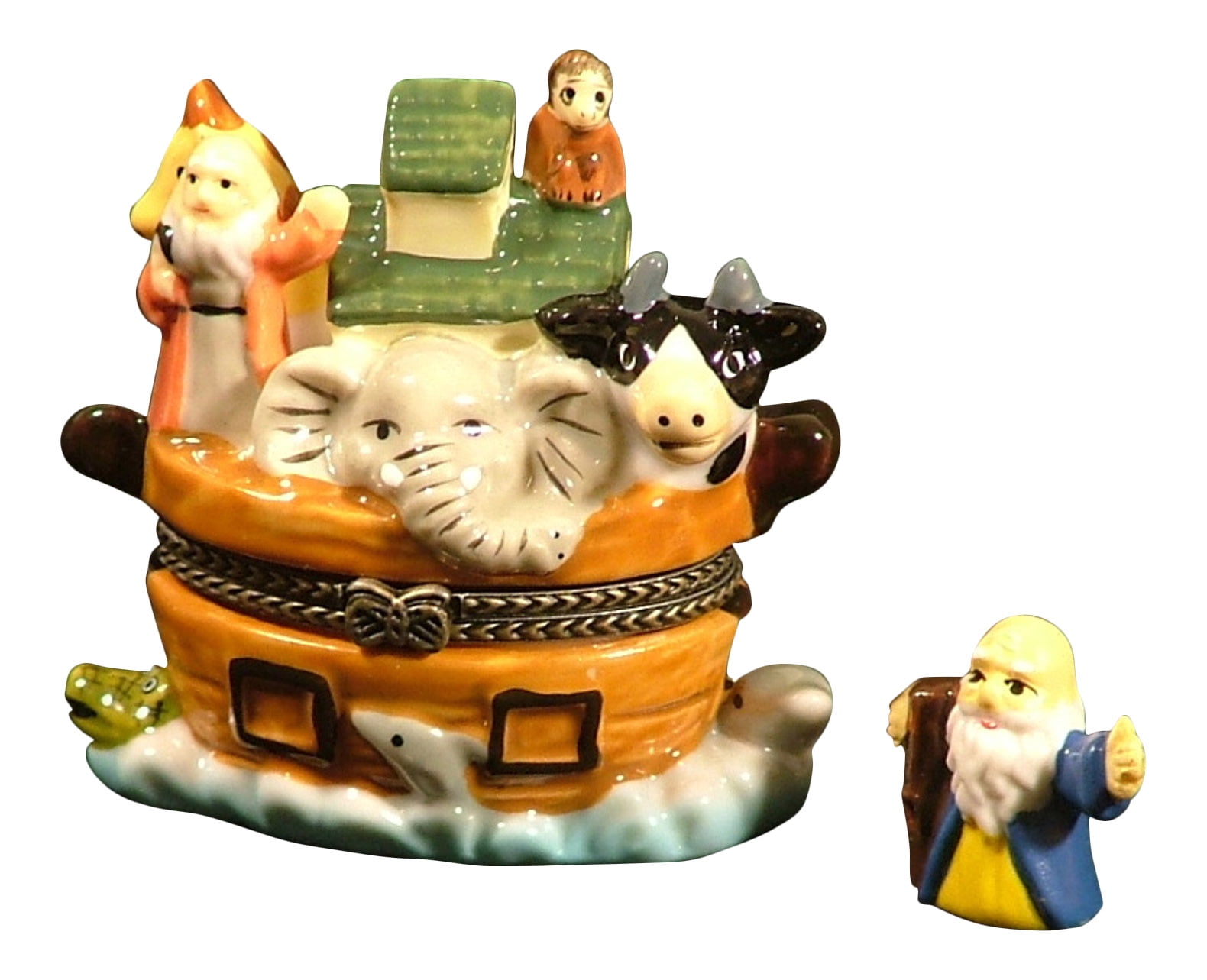 Noah's Ark Vessel Biblical Hinged Trinket Box phb