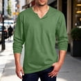 thumbnail image 2 of ZRGHAOYLQ Big and Tall Men's Solid Color V Neck Shirts Long Sleeve Casual Notch Neck Tops Comfortable Breathable Shirts for Men, 2 of 7
